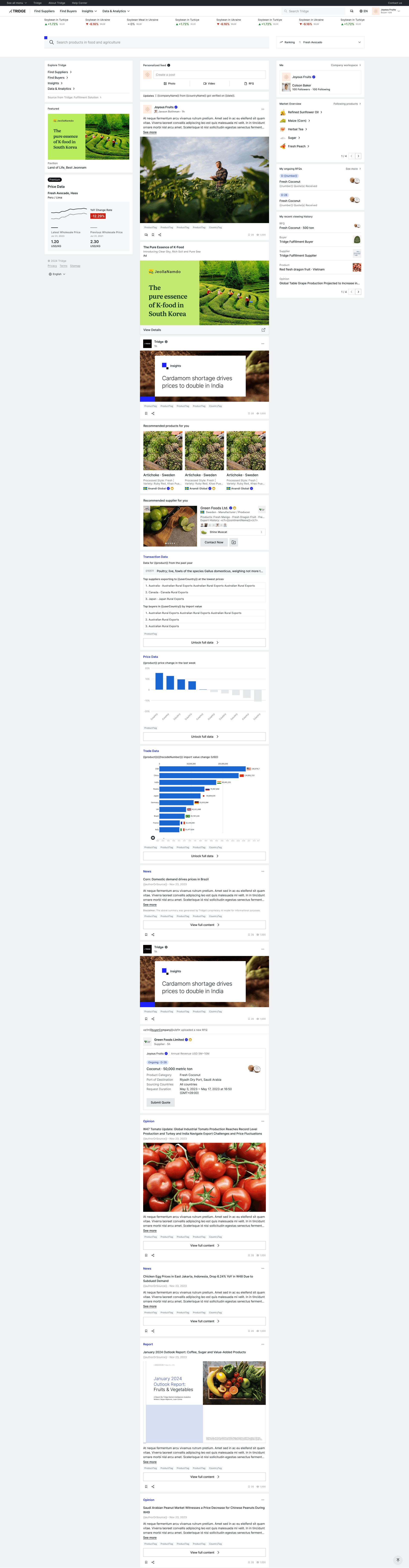 Tridge social marketplace feed
