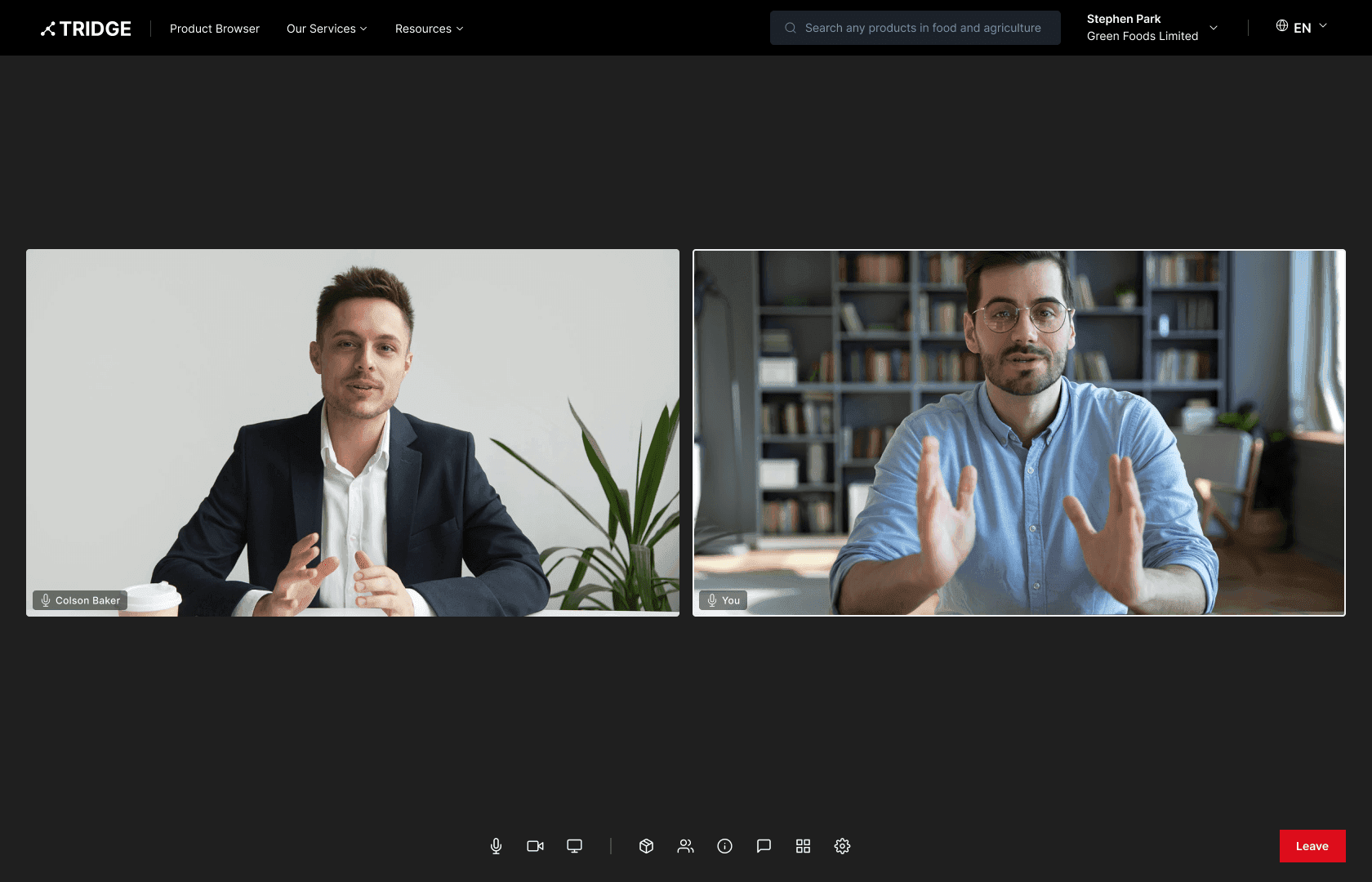Tridge video call interface